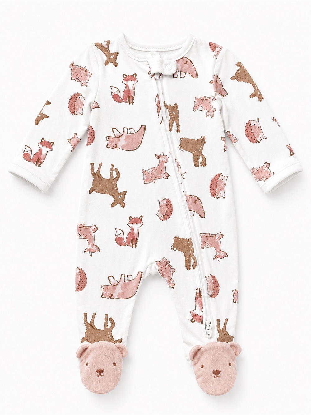 Carter’s - Double Zipper Sleeper W/ Woodland Animals & Footies (Cotton) - 3M